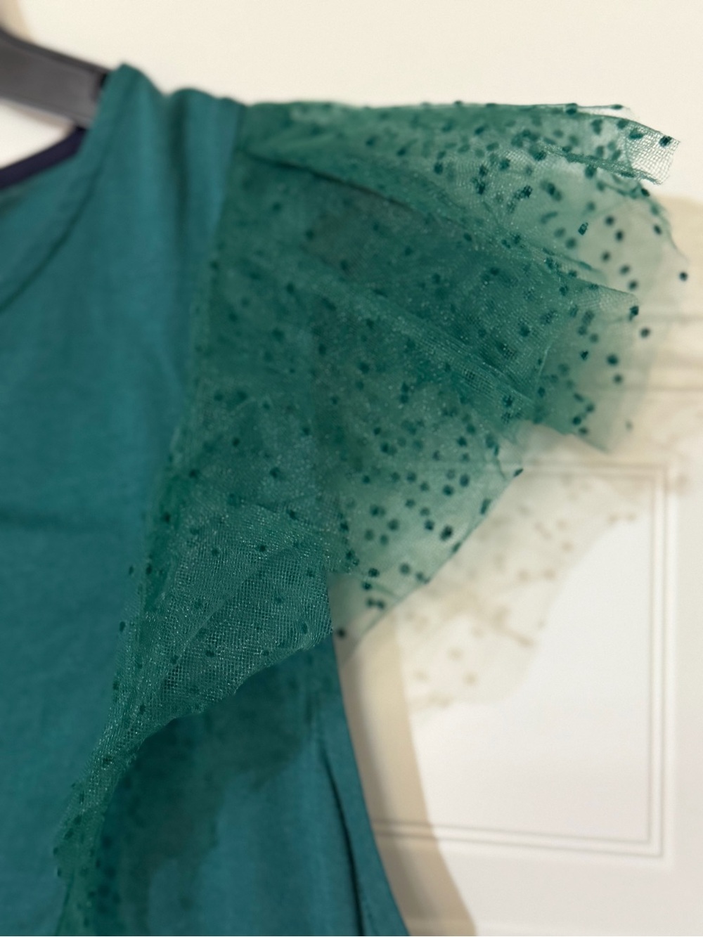 Boden 16/18 Tulle Shoulder Knit Top Tank Forest Green Swiss Dot City Preppy - Picture 7 of 8
